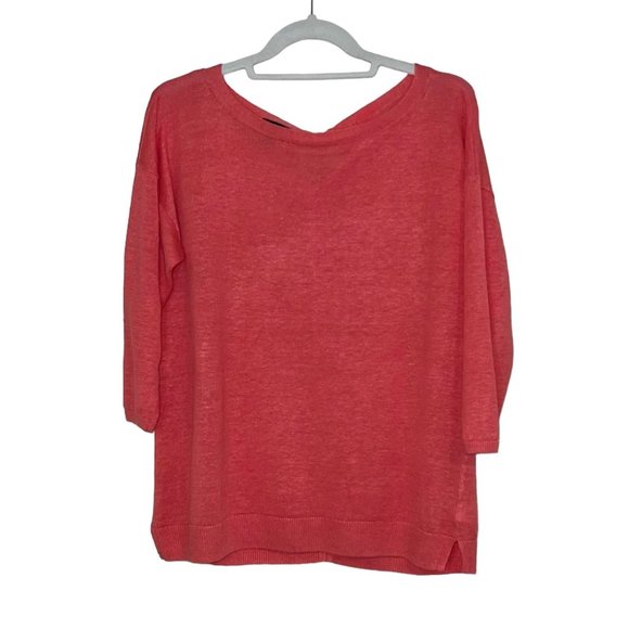 Talbots Petites - Women's M 100% Linen Pink Lightweight Sweater Tie Back - Picture 1 of 13